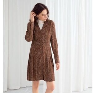 Paris Atelier &‎ Other Stories Animal Print Pleated Button Front dress Women's S